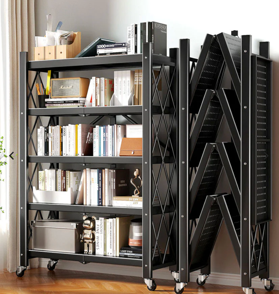 North & Stone® Heavy Duty Foldable Metal Organizer Shelves with Wheels Great for Garage Kitchen